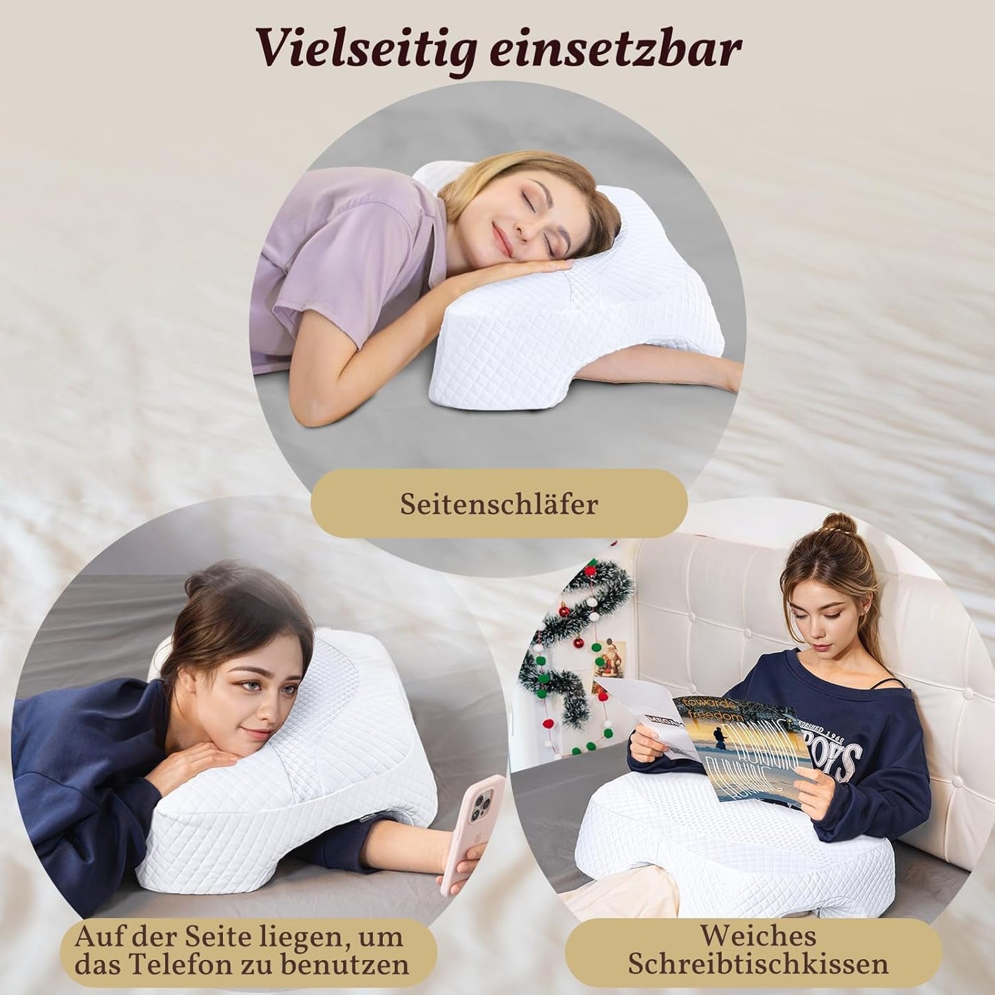 SAHEYER Seitenschläferkissen mit Arm, ergonomisches orthopädisches Kissen, Nacken- und Schulterkissen aus Memory-Schaum, Nackenkissen mit mehreren Winkelarmen für viele Schlafpositionen (weiß) Zervikale orthopädische Kissen Naty Shop