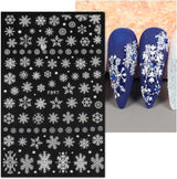 JMEOWIO Nagelsticker Weihnachten Weiß Glitter 8 Blatt Nail Art Sticker Selbstklebend Nagelaufkleber Schneeflocke Winter Urlaub Dekoration Nageldesign Zubehör
