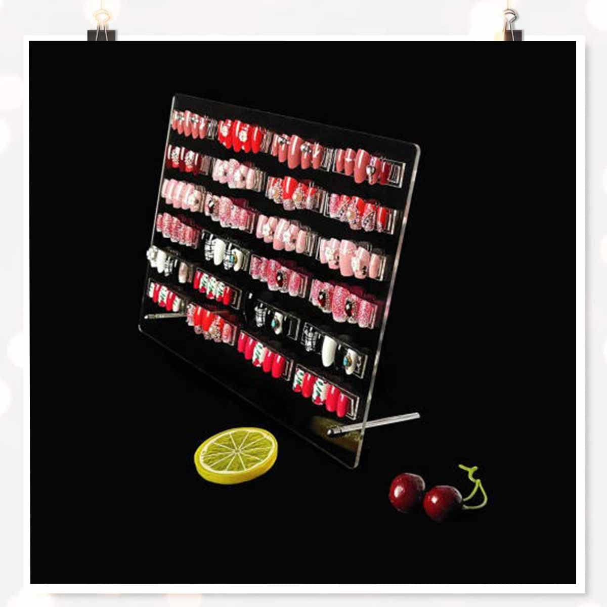 Acrylglas-Nagel-Display-Panel mit Display-Streifen und Nano-Kleber, Nagelspitzen-Display, transparente Nail-Art-Farbkarte, Nail-Art-Display, Nagelübungs-Display (transparent)