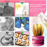 Essbares Glitzerspray-Set – 20 g schillernder Glitzerstaub für Getränke, Champagner, Kuchen – essbare metallische Lebensmittelfarbe für Cocktails, Wein, Likör, Backen, Kuchen