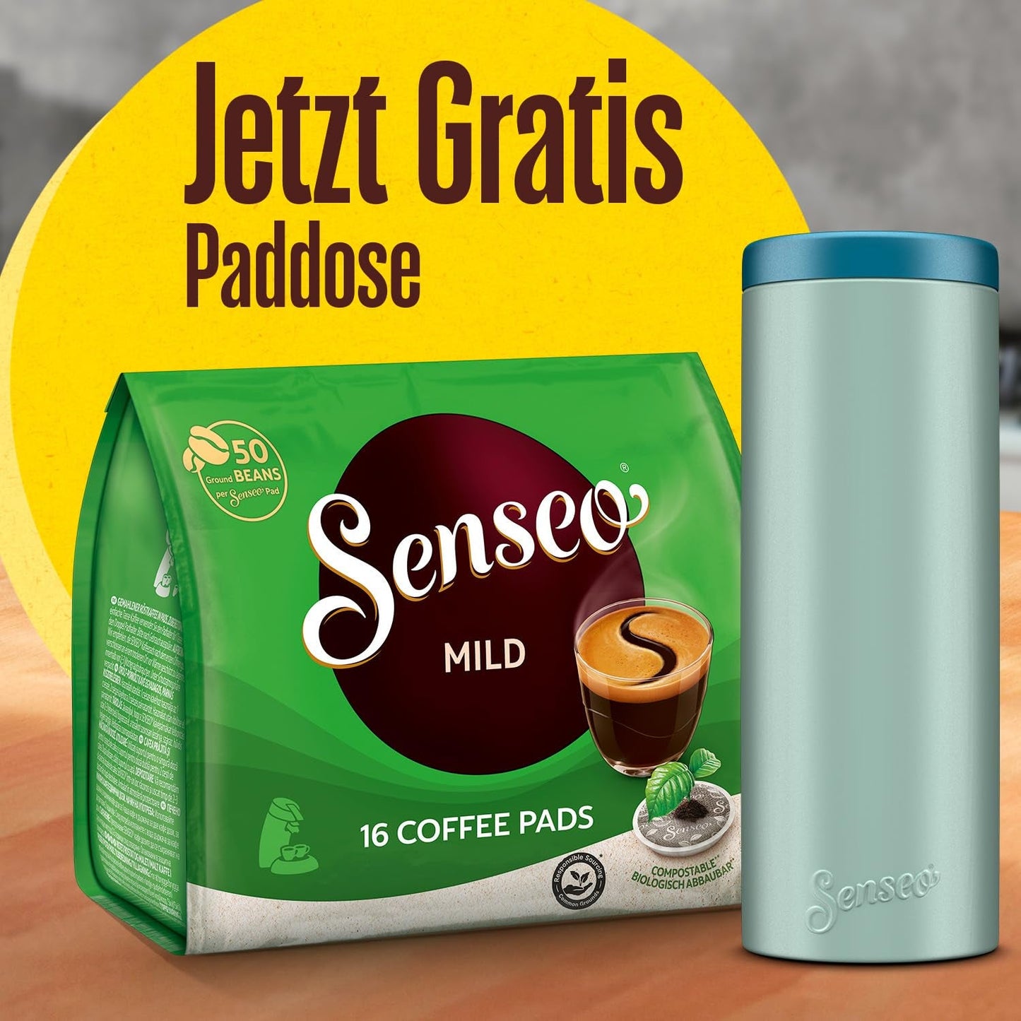 Pads Mild, 10 x 16 Getränke, 160 Kaffeepads, inklusive Pad Dose
