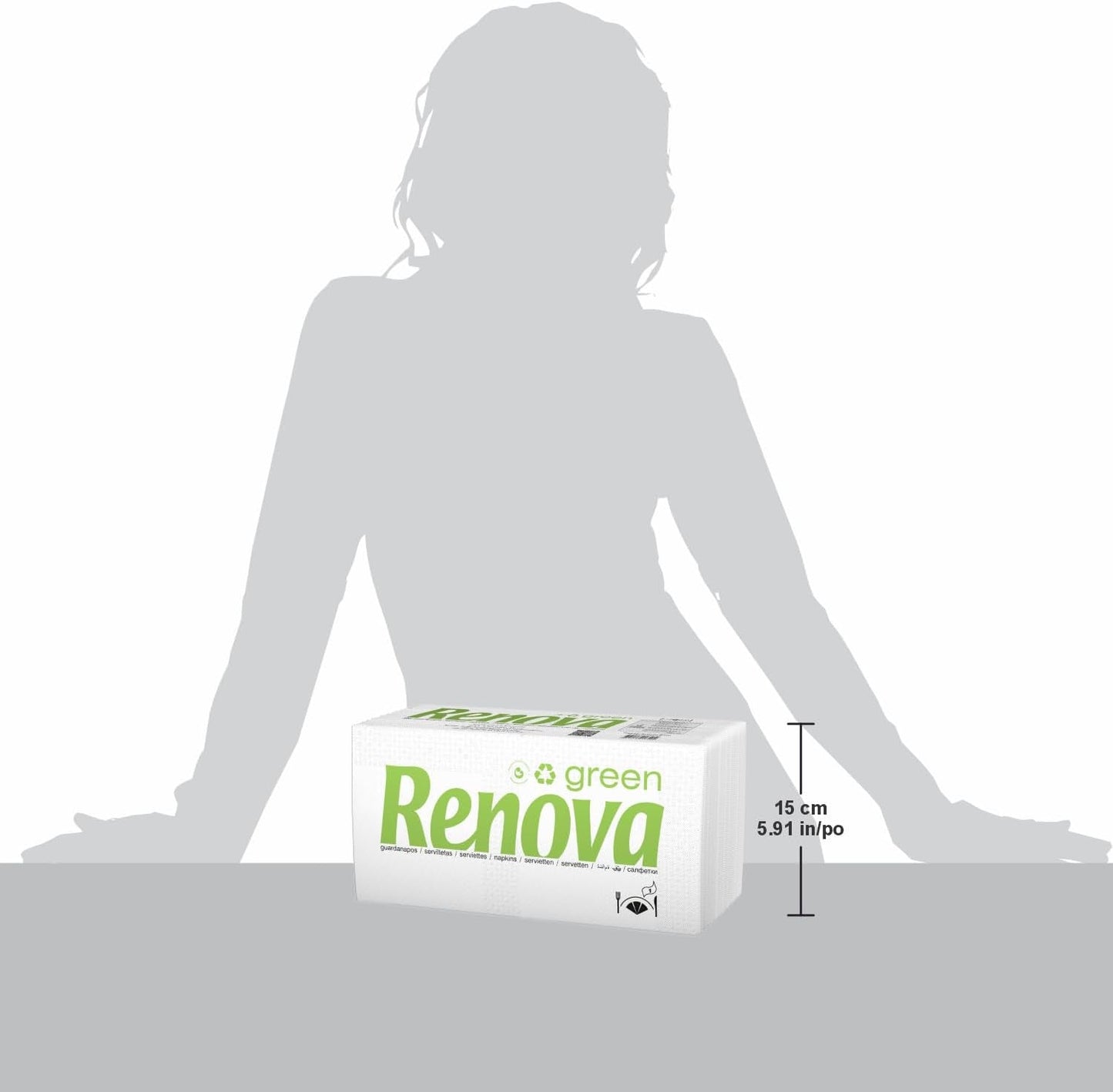 Renova - Renovagreen-Taschentücher, 200 Taschentücher, Recyclingpapier, Europäisches Umweltzeichen, Standardgröße