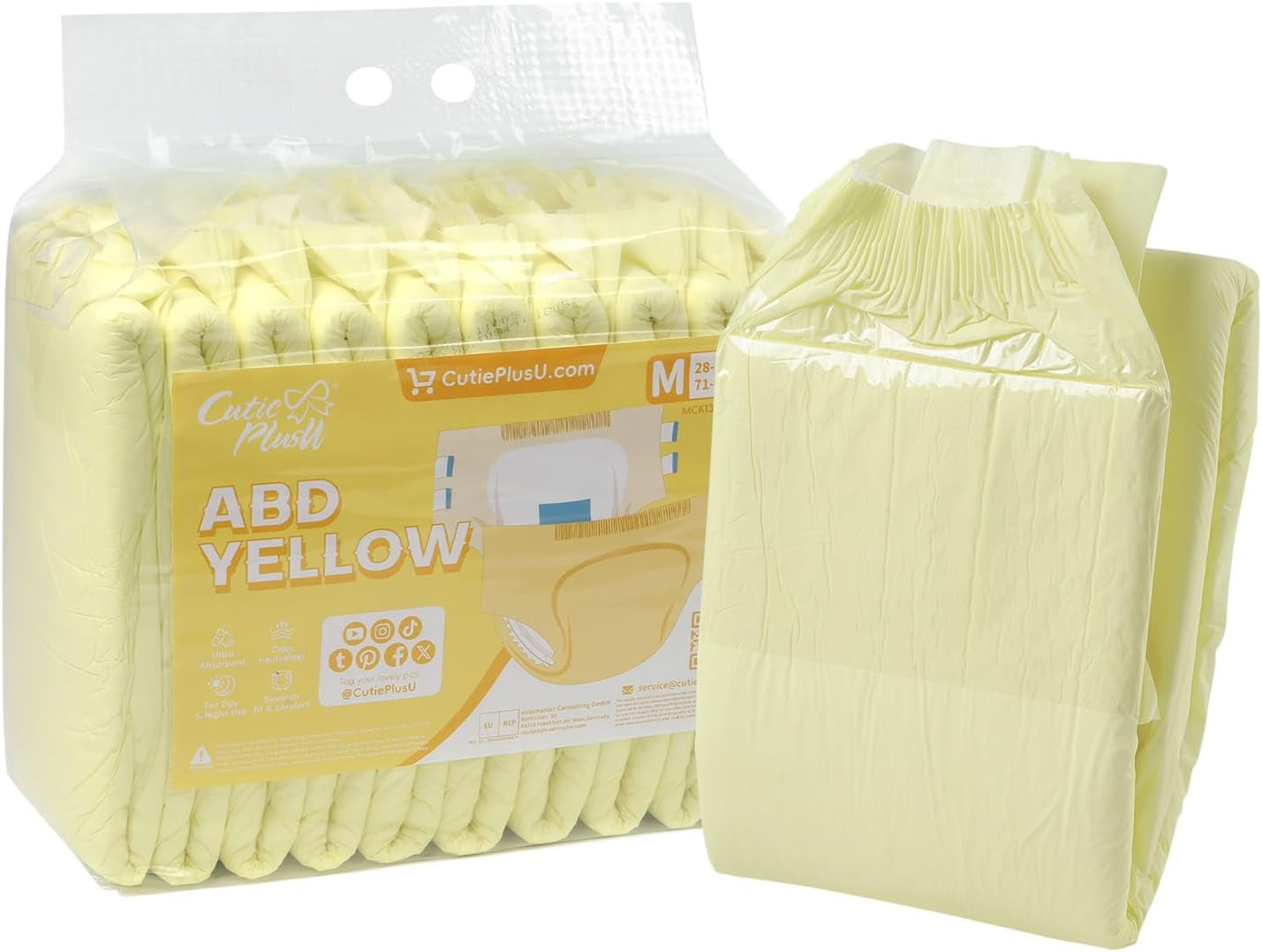 CutiePlusU Erwachsenenwindeln, 10er-Pack Einweg-Inkontinenzhöschen mit Schlaufen für Damen und Herren, maximale Saugfähigkeit über Nacht – Weiß (mittlere Größe 71–96 cm)