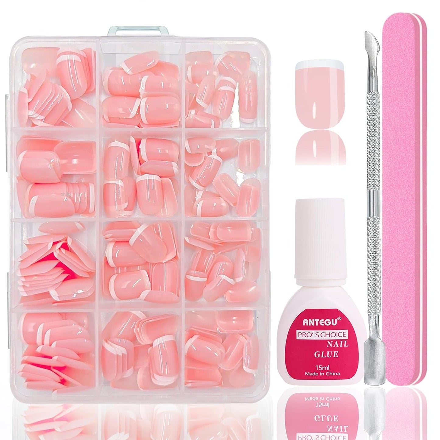 Ballerina-Kunstnägel-Set – 240-teiliges zartes Flieder-Rosa-Kunstnägel-Set, vollflächiger Kleber auf Kunstnägeln, Set mit künstlichen Nagelspitzen für Maniküre und Nagelkunst für Frauen und Mädchen (Lavendelrosa)