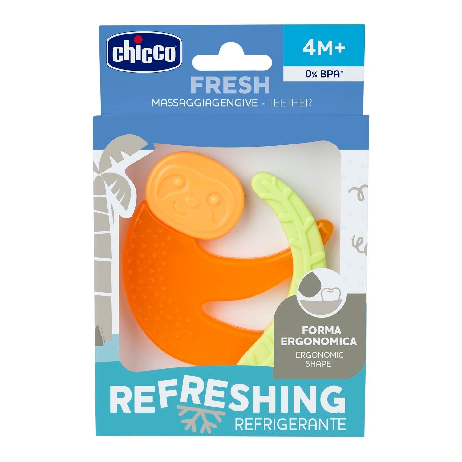Chicco Fresh&Relax Affen- oder Faultier-Beißring, 4M+, gefüllt mit sterilem Wasser