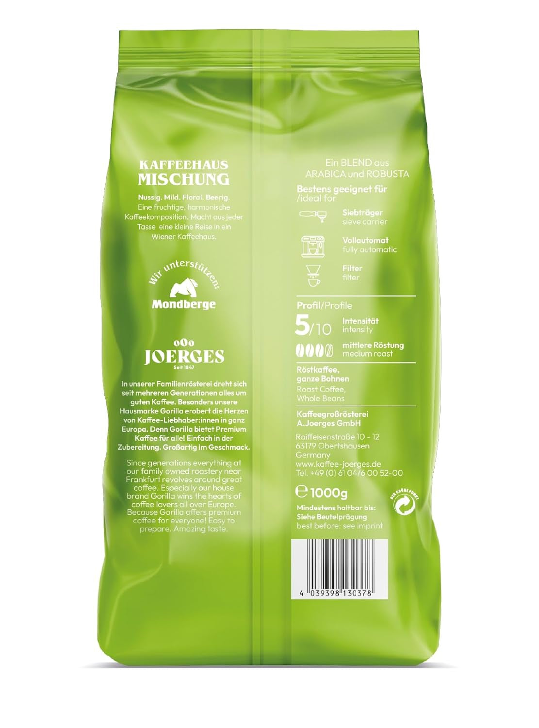 Joerges Kaffeemischung, 1 kg (Verpackung kann variieren) (2er Pack)