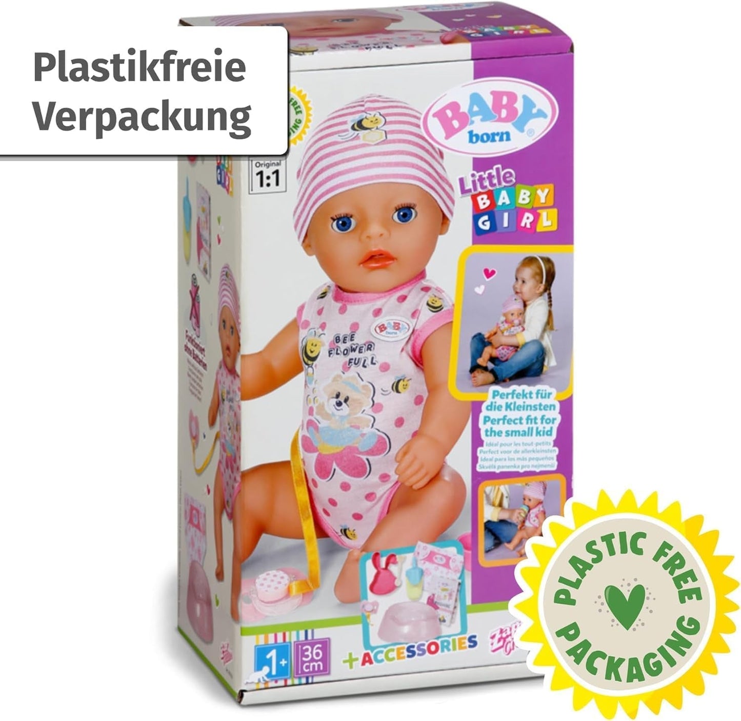 BABY Born Lena (Mädchen) 36 cm, Puppe mit 7 Funktionen für Kinder ab 1 Jahr, funktioniert ohne Batterie, große Puppe 36 cm, 834596 Zapf Creation, rosa Naty Shop-Puppen