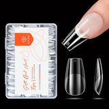Modelones Nagelspitzen 216-teilig – Nagelspitzen-Set mit vollständiger Abdeckung, weiches Gel-Spitzen-Set, vorpolierende PMMA-Harz-Nagelspitzen, DIY-Kleber auf künstlichen Nägeln für Nagelkunst, kurze Mandeln XS
