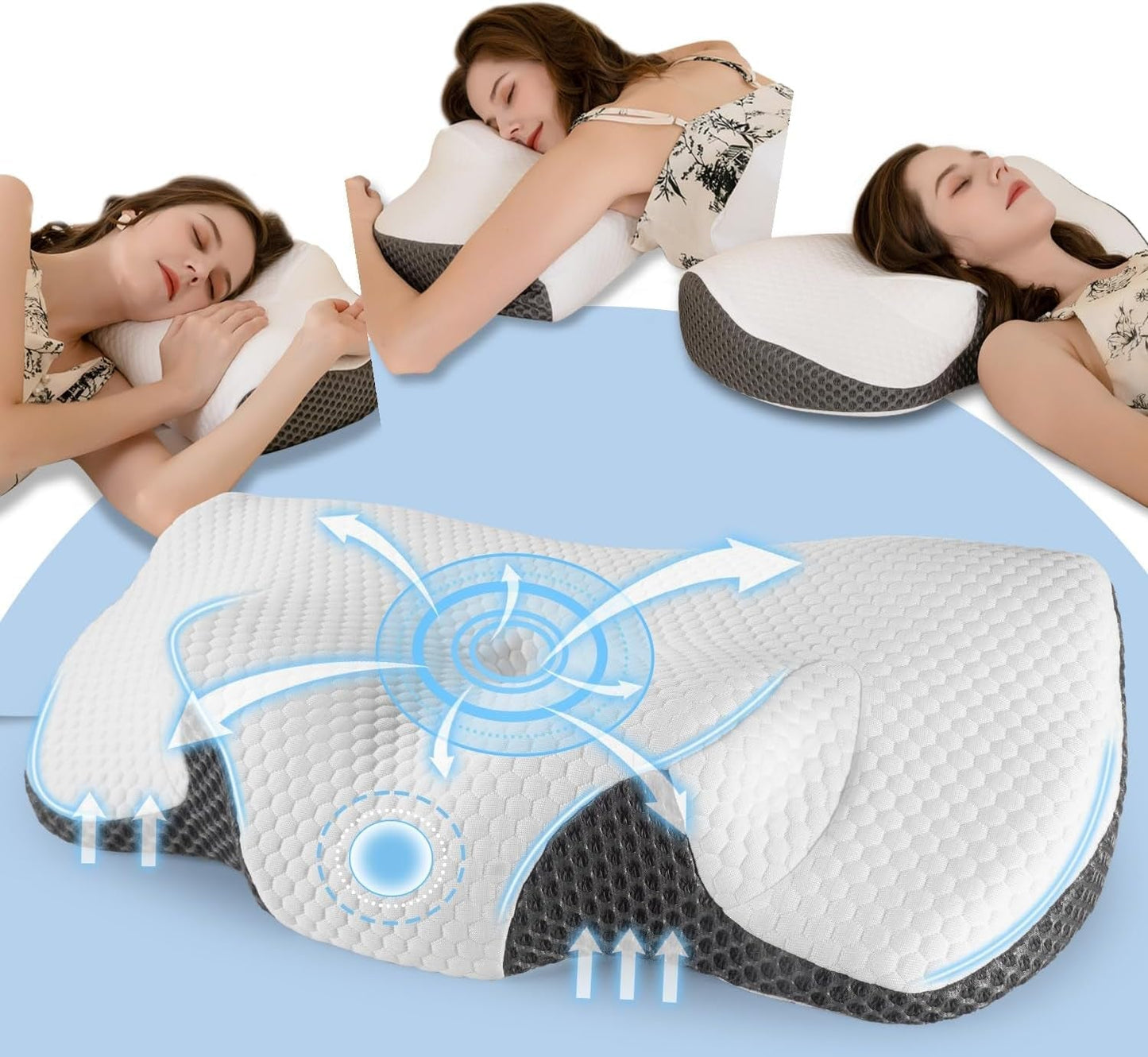 Nackenkissen Orthopädisches Memory-Schaum-Nackenschmerzkissen Ergonomisches Kissen für optimale Unterstützung Nackenstützkissen für seitliche Rücken- und Bauchstützen Zervikale orthopädische Kissen Naty Shop Standardtitel