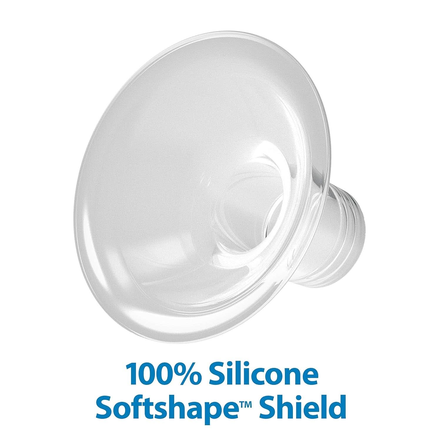 Manuelle Milchpumpe mit Softshape-Schutz aus 100 % Silikon (B, 25-mm-Flansch) und Anti-Kolik-Optionen + 150-ml-Weithalsflasche mit langsam fließendem Sauger der Stufe 1 Zubehör Essen und Stillen Bebe Naty Shop