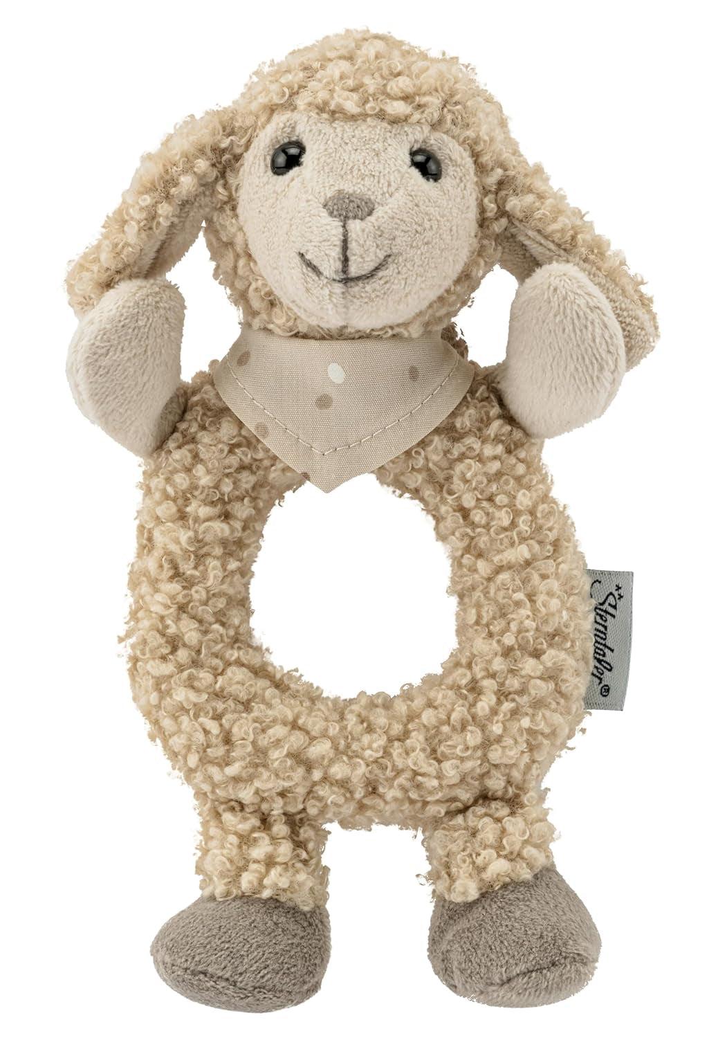 Flocke Schaf Sterntaler Fangspielzeug – Motorikspielzeug zum Rasseln, Tasten und Spielen – Plüschtier für Babys und Kinder mit Rassel als treuem Freund – Babyspielzeug aus weichem, sandfarbenem Stoff Bebe Naty Shop Toys Standardtitel