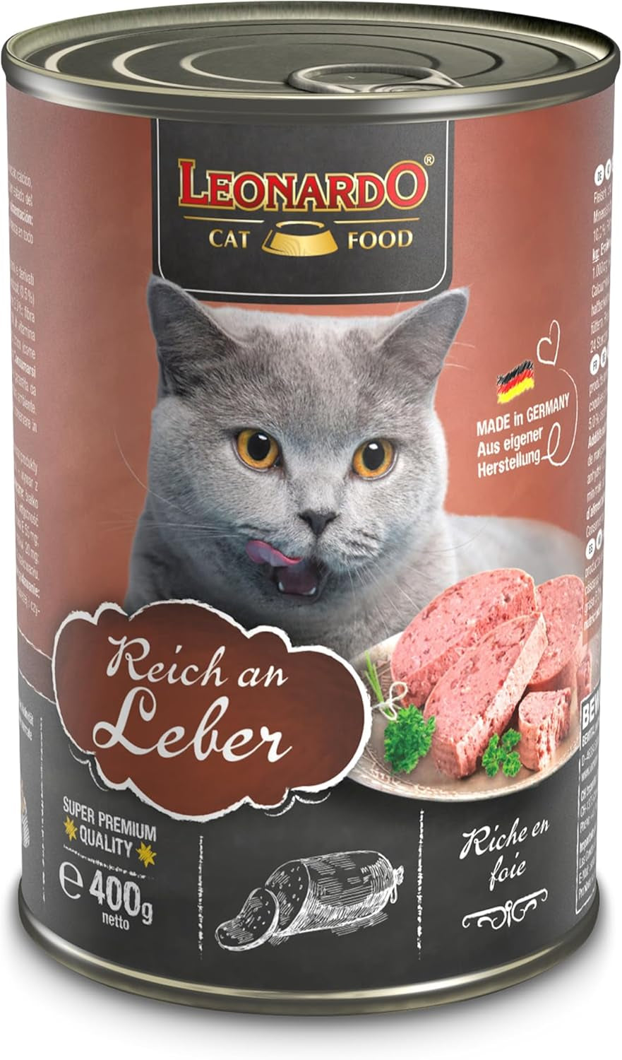 LEONARDO Nassfutter [6x400g Leber] | Nasses, getreidefreies Katzenfutter | Komplettes Nassfutter in Dosen