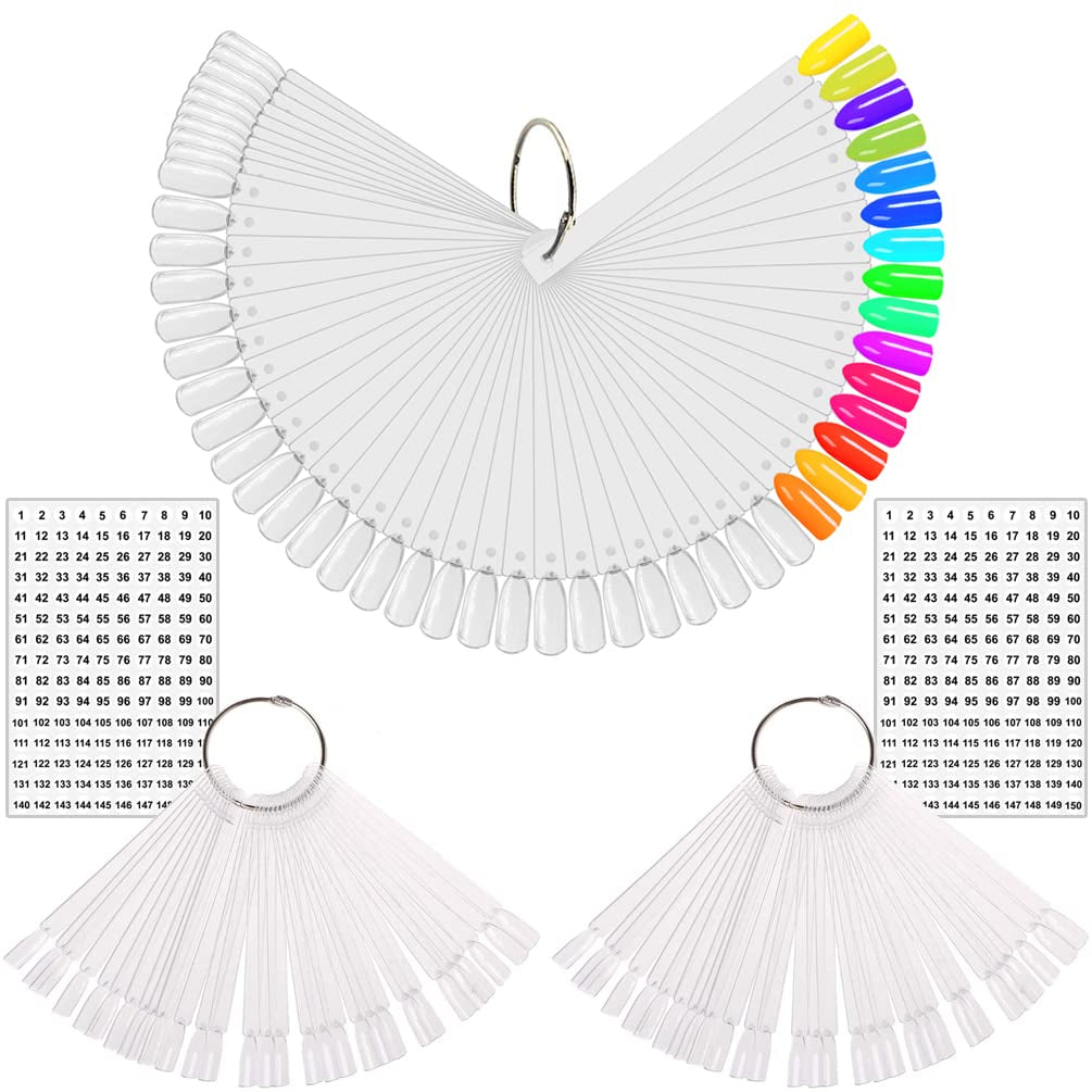 150 Stück Nail Art Tips Ring Stick, Transparente Farbe Karte Platten Nagelleck Display Ring Sticks, Nagel Salon Übungen Display Nail Tips