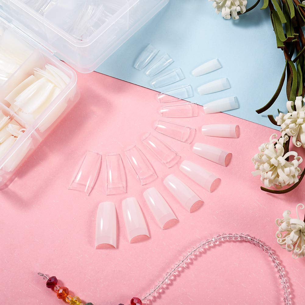 1000 Stück künstliche Nägel, 10 Größen, natürliche Nagelspitzen, künstliche französische Nagelspitzen, künstliche Nagelspitzen, falsche Nagelspitzen, Box, Kunstspitzen für Frauen und Mädchen