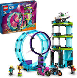 LEGO 60361 City Stuntz Ultimate Stunt Rider Challenge 3-in-1-Stunts für 1 oder 2 Spieler mit 2-rädrigen Spielzeugmotorrädern für Kinder, Set 2023 Bausets Besuchen Sie den LEGO-Store Single