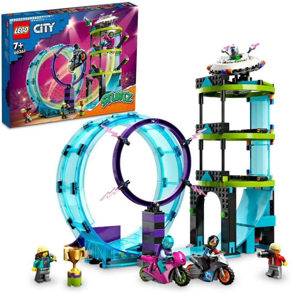LEGO 60361 City Stuntz Ultimate Stunt Rider Challenge 3-in-1-Stunts für 1 oder 2 Spieler mit 2-rädrigen Spielzeugmotorrädern für Kinder, Set 2023 Bausets Besuchen Sie den LEGO-Store Single