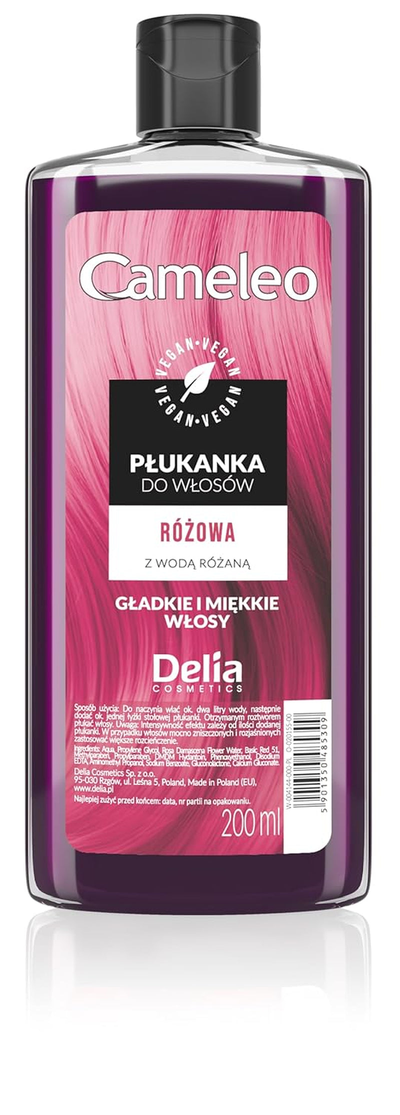 Cameleo – Rose Water Pink Hair Tonic, kein Gelbstich, semi-permanente Haarfarbe – für blondes und graues Haar – Farbe und Pflege – frei von Parabenen | 200 ml Naty Shop Haarfärbemittel Neue Version – Pink 200 ml (1 Packung)