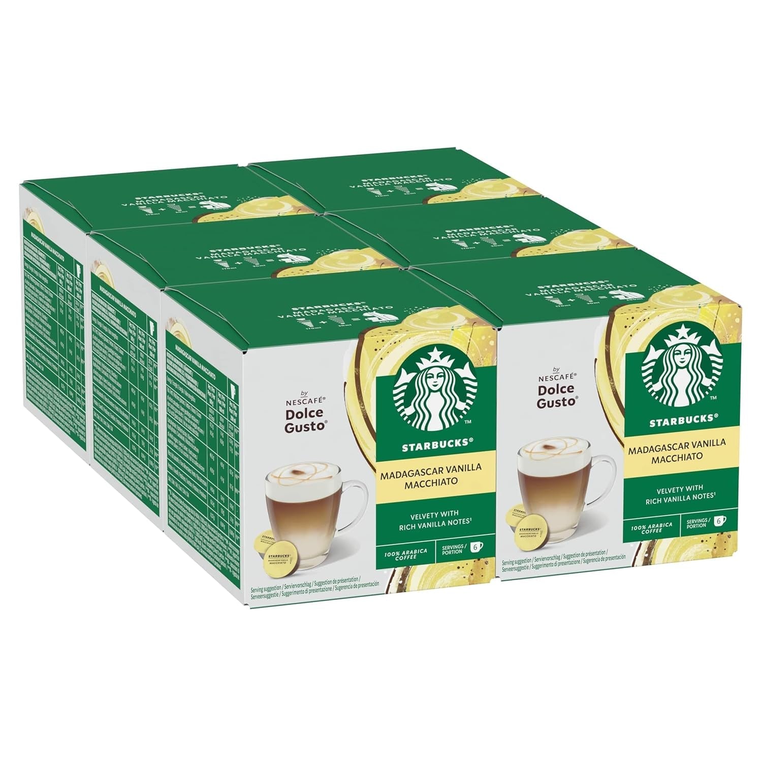 STARBUCKS Vanilla Macchiato von Nescafé Dolce Gusto Kaffeekapseln 6 x 12 (72 Kapseln)