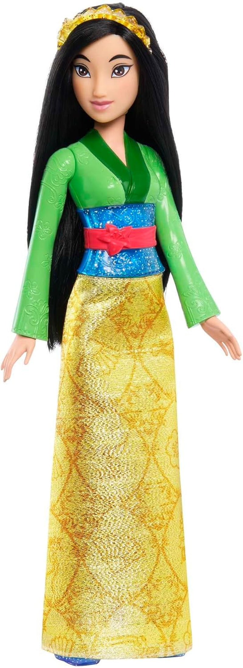 Mattel DISNEY Prinzessin Aurora – Puppe mit typischem Outfit, abnehmbaren Schuhen und Tiara, glitzerndem Oberteil und abnehmbarem gemustertem Rock, langes stylebares Haar, HLW09 Naty Shop Mulan Dolls