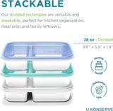 U Konserve – Geteilter, rechteckiger Lebensmittelbehälter aus Edelstahl mit Silikondeckel – Inselblaugrün – 28 oz/825 ml Lebensmittelaufbewahrungsboxen Naty Shop