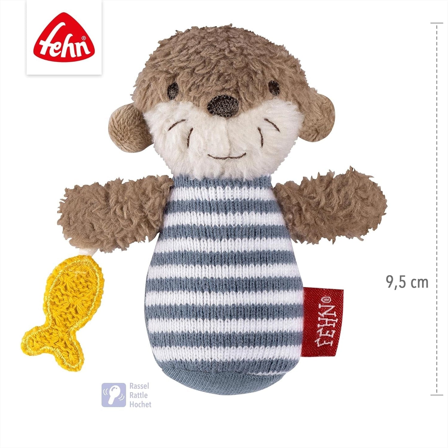 Fehn Mini-Rasselotter – Mini-Greifling zum Rasseln, Tasten und Spielen mit kuschelweichem Stofftier – ein treuer Begleiter für Babys und Kleinkinder ab 0 Monaten. Babyspielzeug Naty Shop