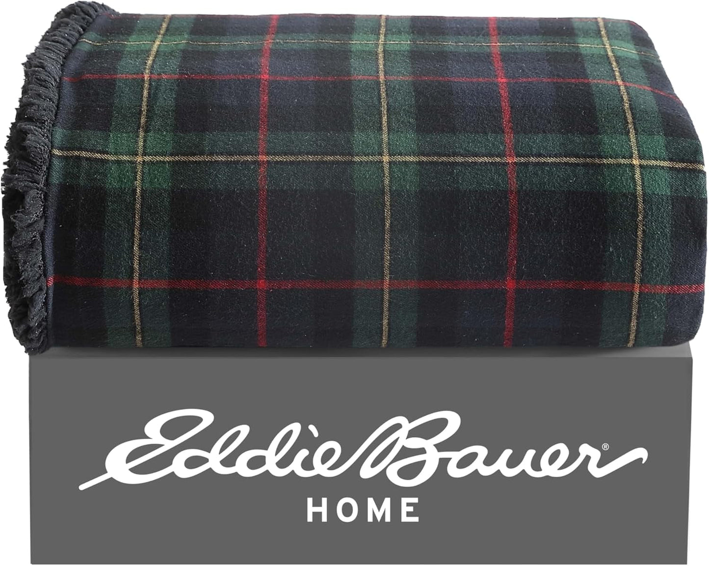 Eddie Bauer Decke, Baumwollflanell, Heimdekoration, wendbar, Sherpa-Bettwäsche, Kiefernkaro, Überwurfdecken und Steppdecken Naty Shop