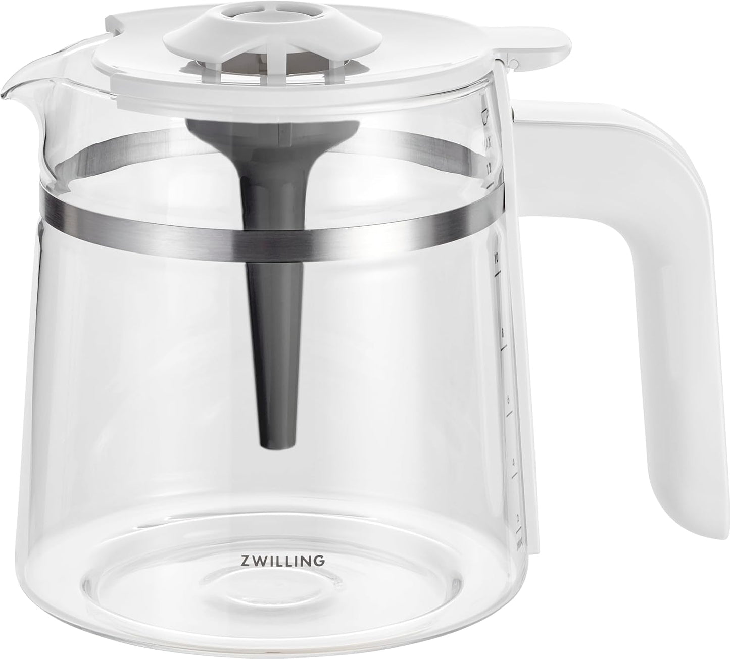 ZWILLING ENFINIGY Filter-Espressomaschine mit 1,5 l Glaskaraffe, Espressomaschine mit Edelstahlboiler, Blooming-Funktion und Smart-Entkalkung, Kunststoff, Silber