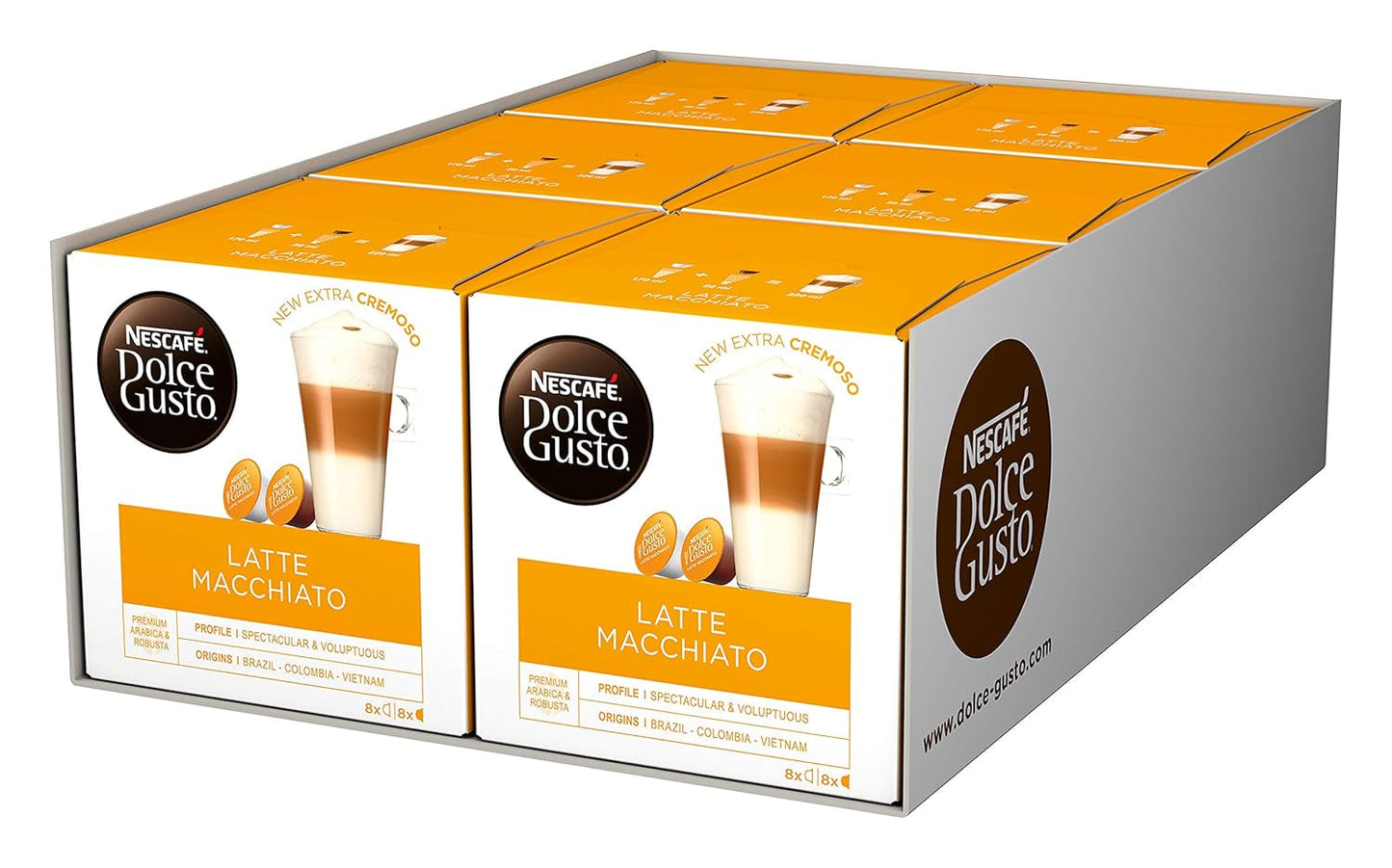 Latte Macchiato | 96 Kaffeekapseln & Latte Macchiato Karamell | 48 Kaffeekapseln | Arabica-Robusta-Mischung | Feines Karamellaroma und leckerer Milchschaum