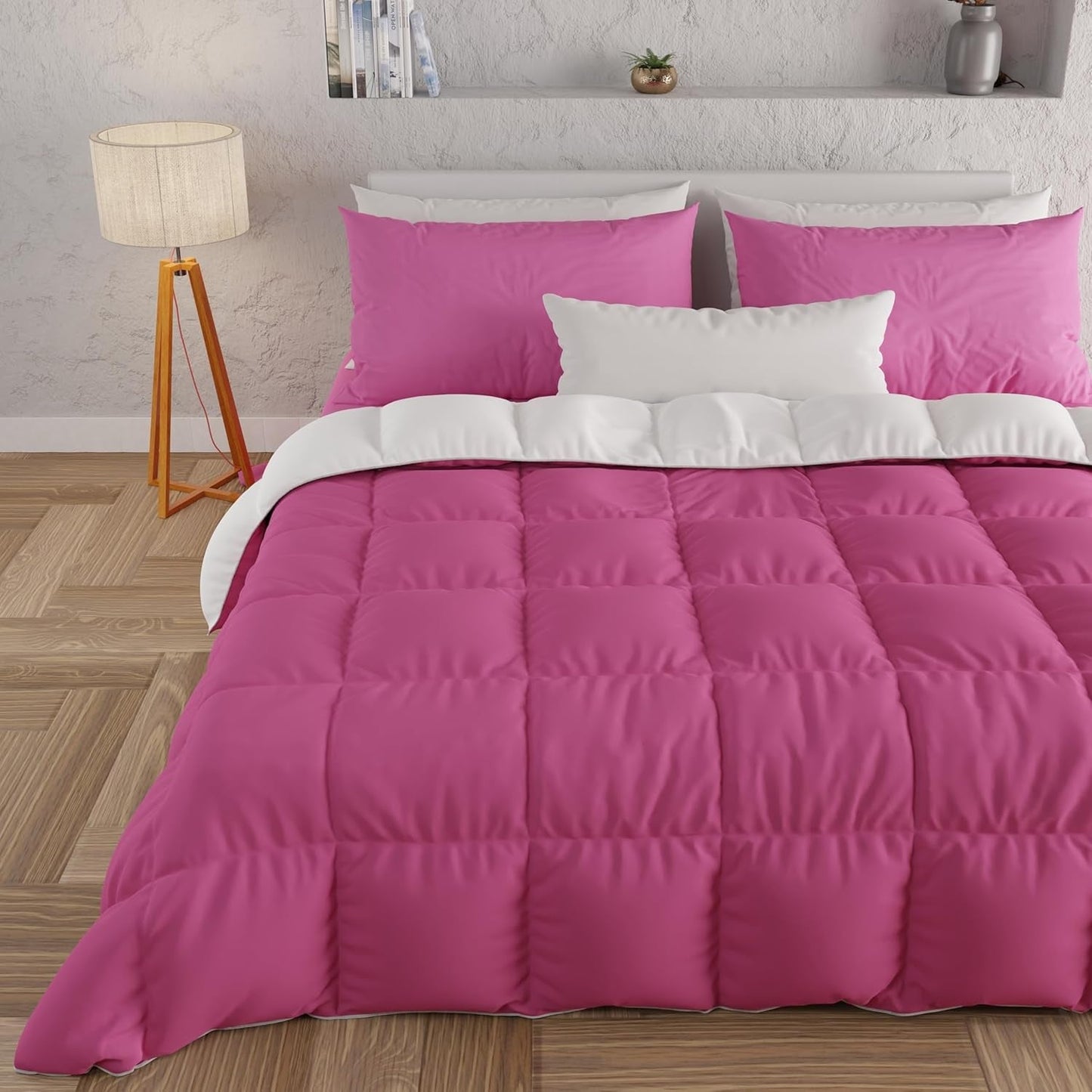 PETTI Artigiani Italiani – Doppelbett-Winterdecke, Maxi, einfarbig, doppelseitig, weiß, grau, 100 % Made in Italy. Bettdecken und Steppdecken Naty Shop Fuchsia weiß Una Piazza E Mezza