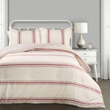 Lush Decor gestreifte Bauerndecke, Full/Queen, graue Steppdecken und Quilts Naty Shop Red King