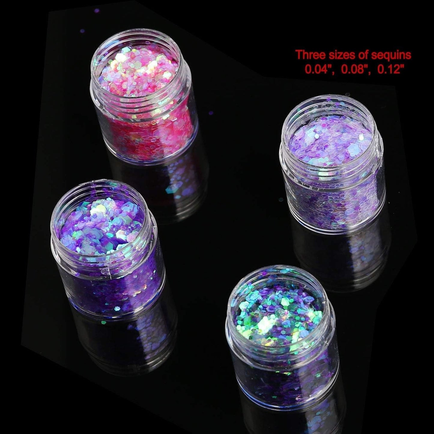 HOWAF 12 Boxen Nagelglitzer, Gesicht, Körper, Pinsel, Glitzer, Make-up, Nagelglitzer, Augen, Lippen, Haare, Körper, Dekoration, Halloween, Weihnachten, Festival, Maskerade, Make-up-Zubehör