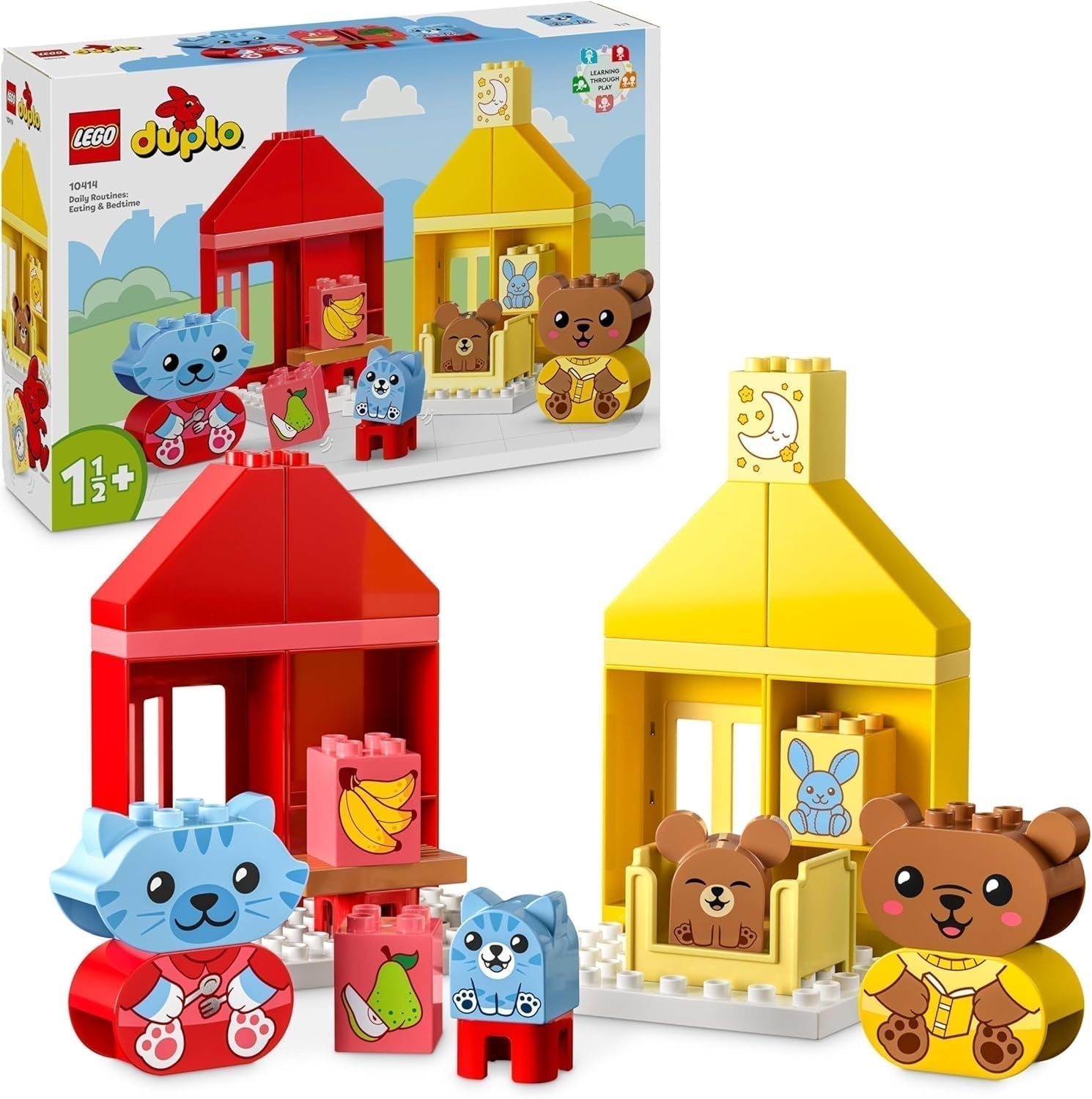 LEGO DUPLO Alltagsroutinen: Essen & Schlafenszeit, Kleinkind-Lernspielzeug zur Förderung der sozialen und emotionalen Entwicklung, mit 4 Tierfiguren, Geschenk für Kinder ab 18 Monaten 10414 Bausets Besuche den LEGO-Store Standardtitel