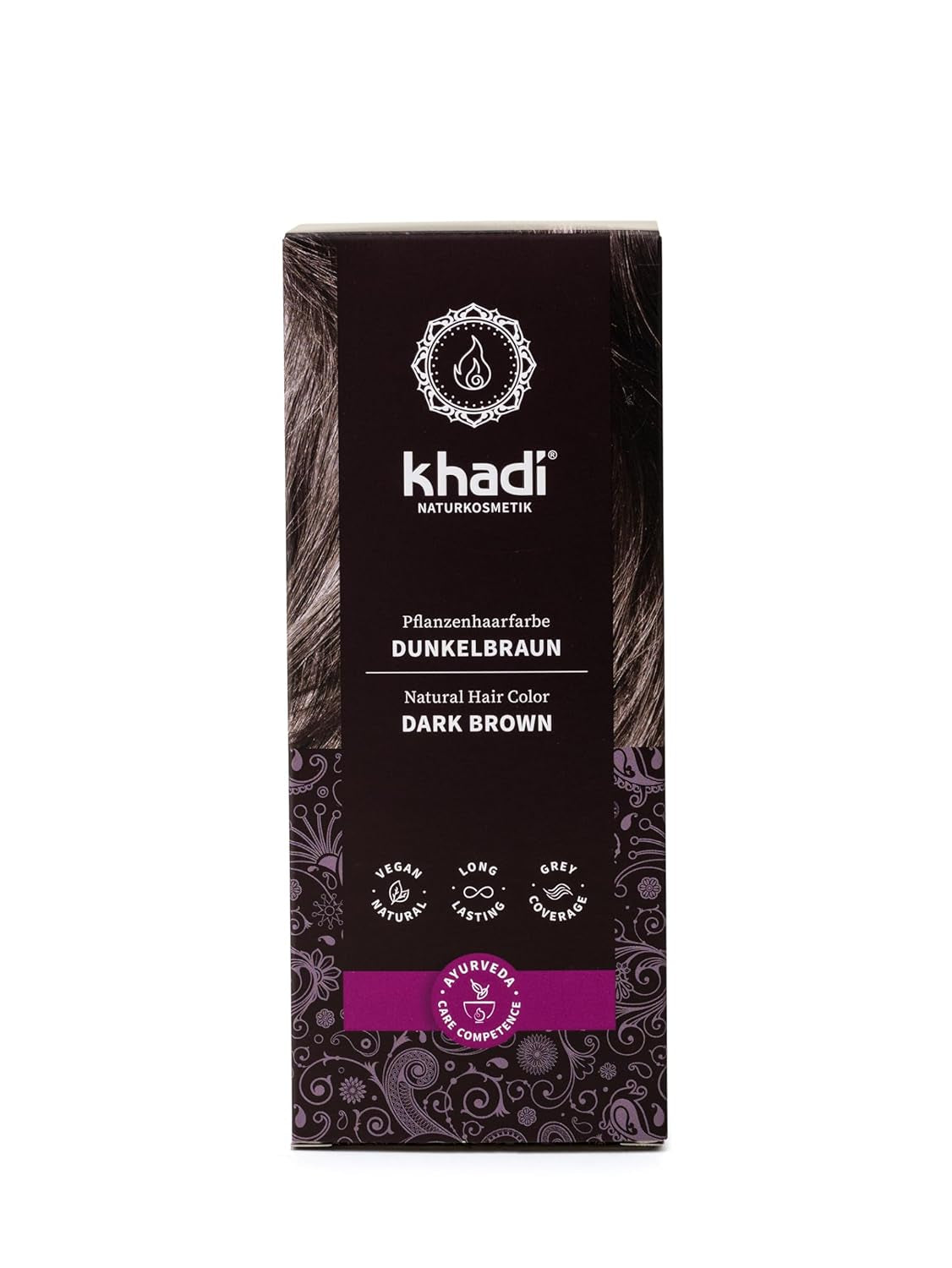 khadi GOLDBRAUN Pflanzen-Haarfarbe, leuchtendes Bernstein bis weiches und glänzendes Goldbraun, 100 % natürliche Pflanzen-Haarfarbe, natürlich und vegan, zertifizierte Naturkosmetik, 100 g, Naty Shop Haarfarbe Dunkelbraun, 100 g (1 Packung), einzeln