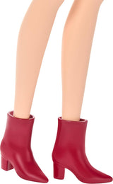 Barbie Fashionistas Puppe Nr. 246 in einem rosa trägerlosen Kleid mit Leopardenmuster, schwarzen Haaren und Accessoires wie einer Schleifenkette und Stiefeln, JJN59