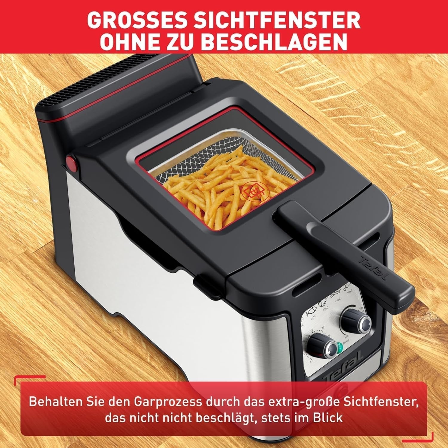 Tefal FR600D Clear Duo Fritteuse, Frittieren mit weniger Rauch und Gerüchen, 1,2 kg Fassungsvermögen, Thermostat, Timer, großes Sichtfenster ohne Nebel Haushaltsgeräte Naty Shop