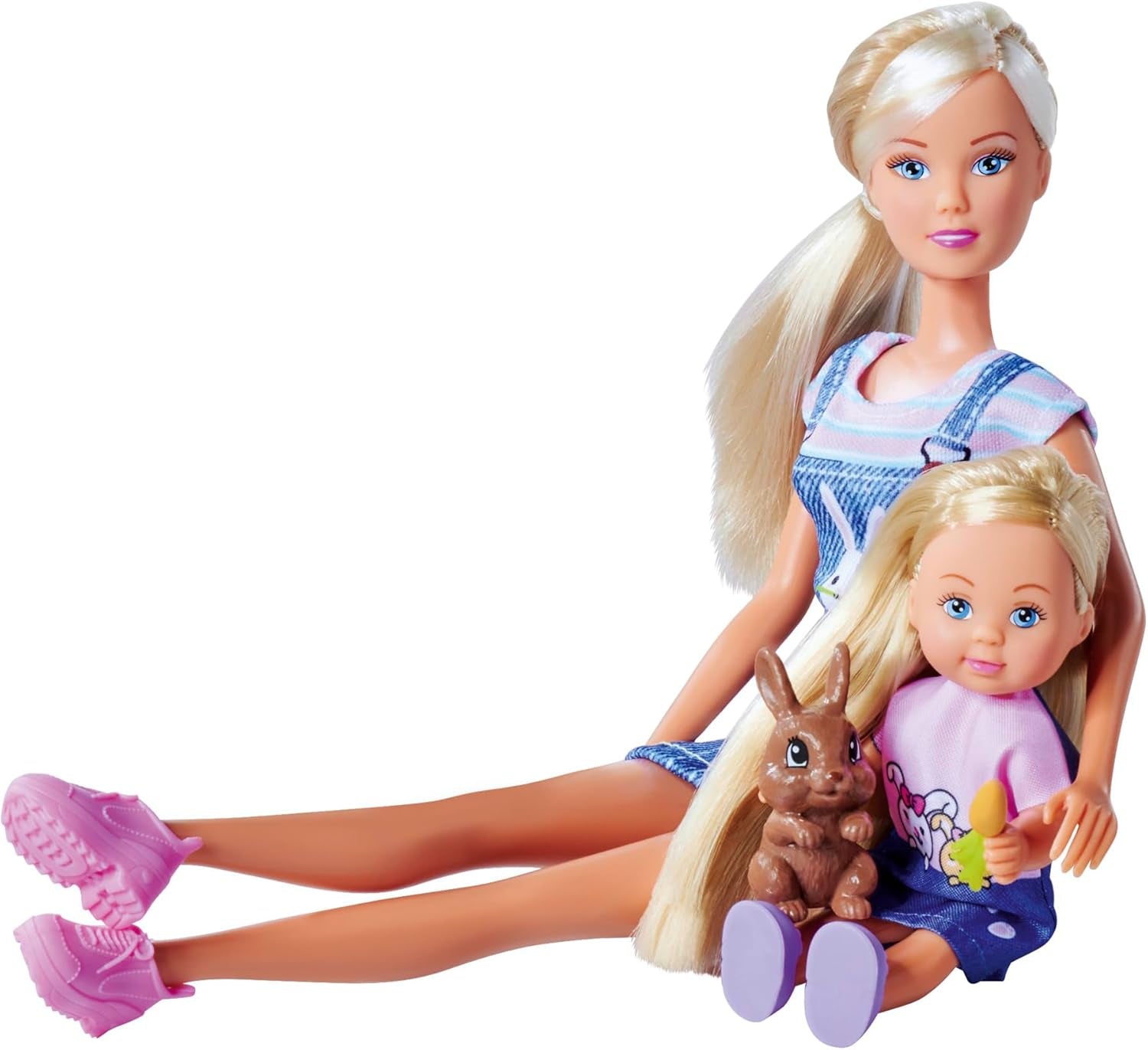Simba Steffi Love Rabbit Family 12 cm 29 cm Hasenkäfig-Spielpuppe und Puppe mit zwei Kaninchen, ab 3 Jahren