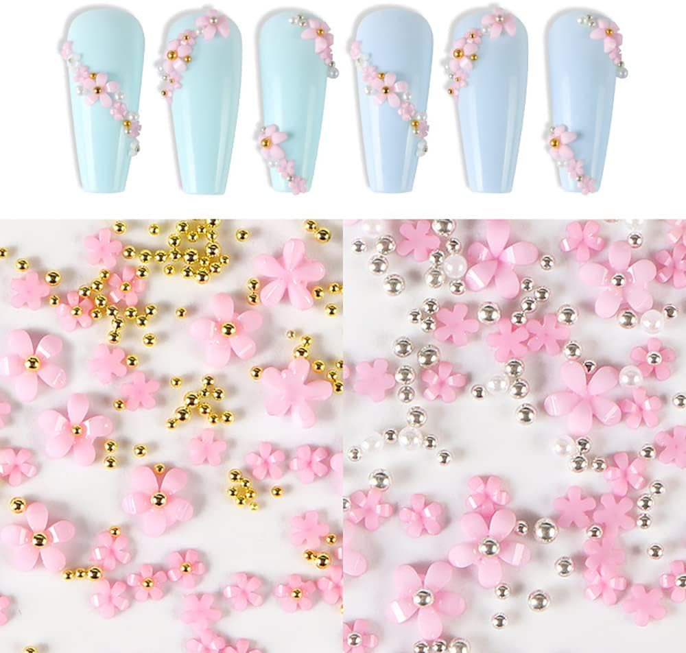 3D-Blumennägel, 6 Gitter, Blumen-Nagel-Charms, Acryl-Nagel-Strasssteine, Nagelzubehör, DIY Frühlings-Nageldekorationen