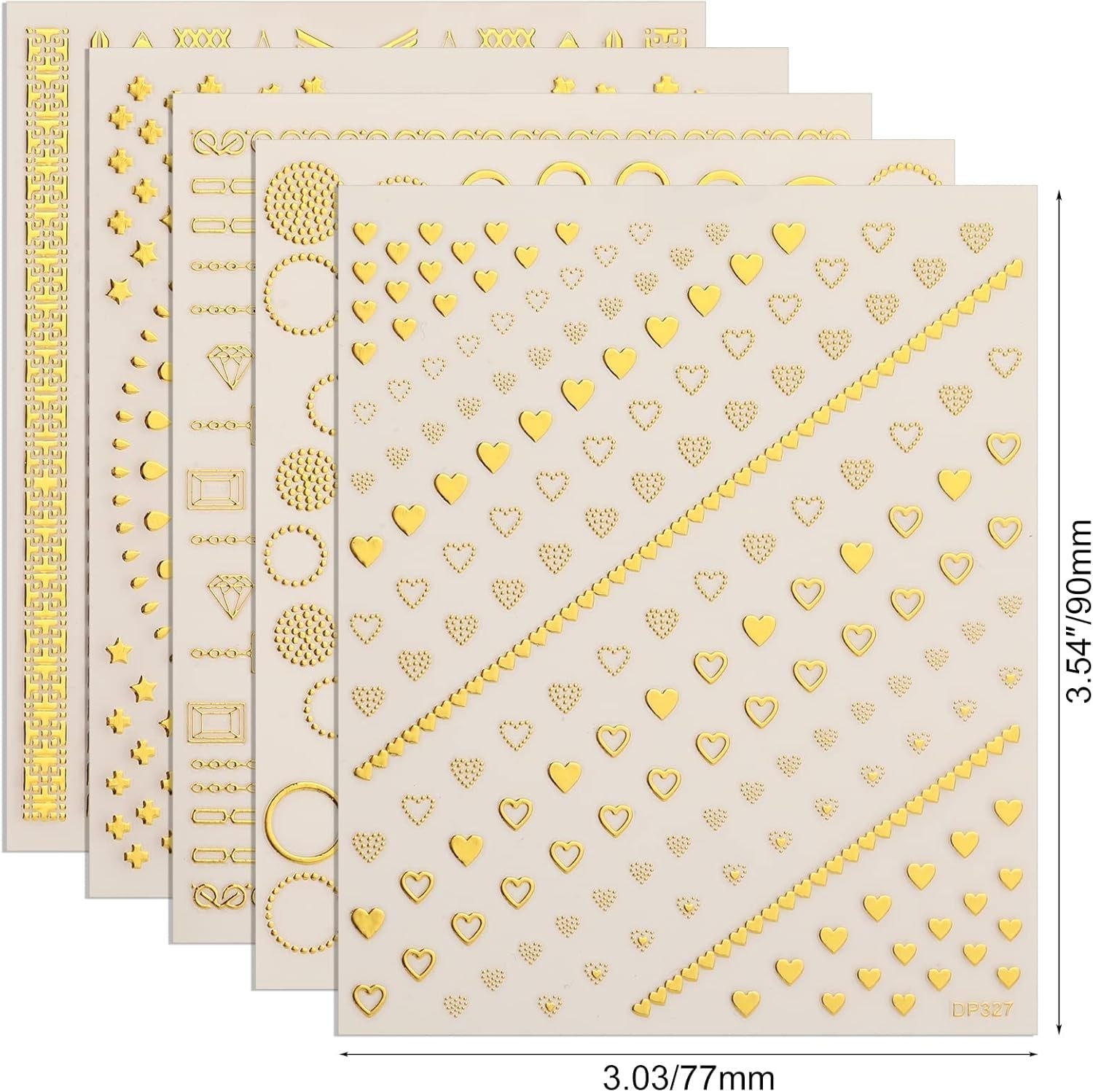 MWOOT 10 Blatt Gold Nagelsticker Abziehbilder Nail Art Sticker, 3D Selbstklebende Nagelaufkleber Set Linien Streifenband Design, Diy Metallisch Nailart Aufkleber Maniküre Zubehör Für Nagel Dekoration