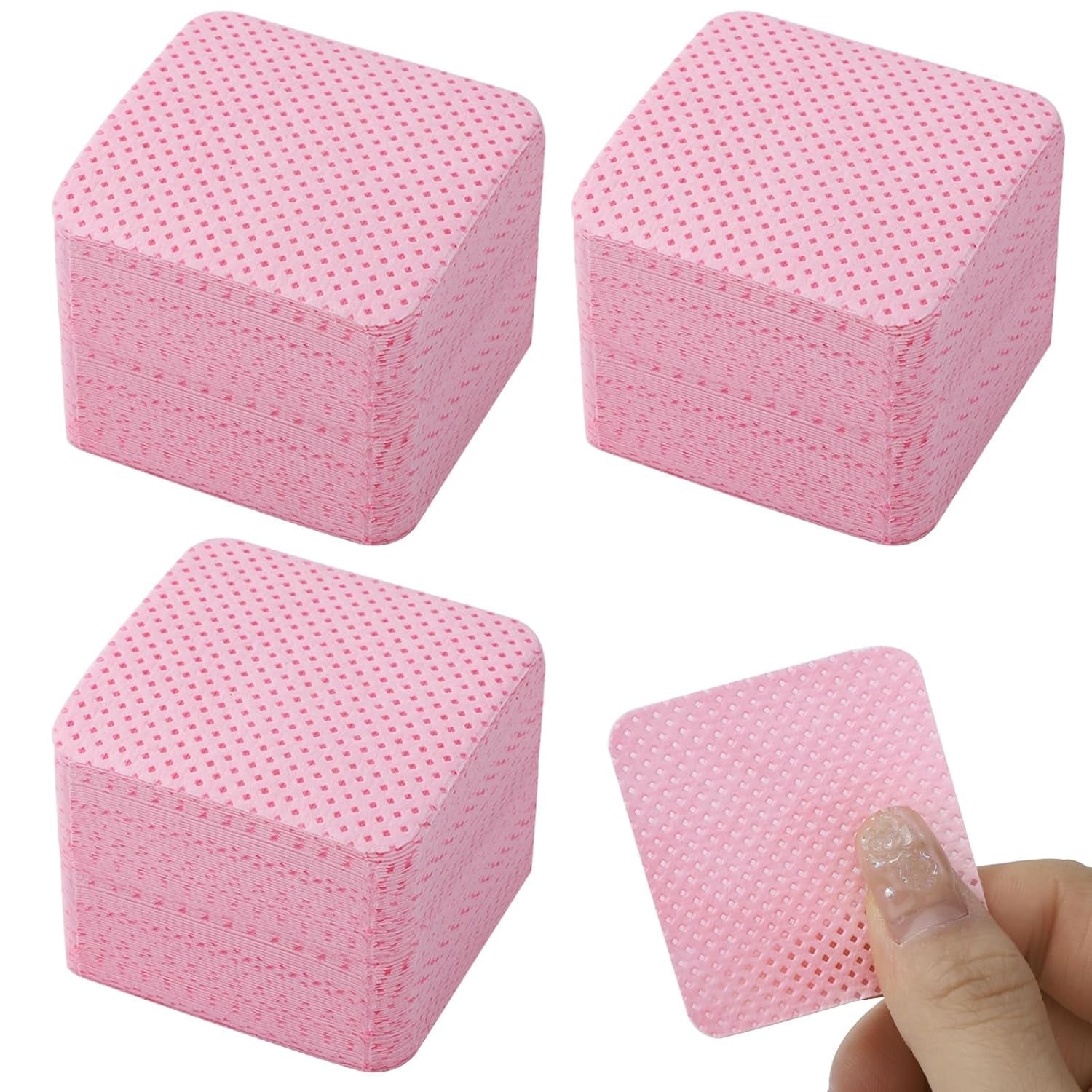 300 Stück Nagellackentferner Pads, Fusselfreie Nägel Wattepads Für Nägel Nagellackentferner Fusselfreie Nageltücher Reiniger Gelnägel - Rosa