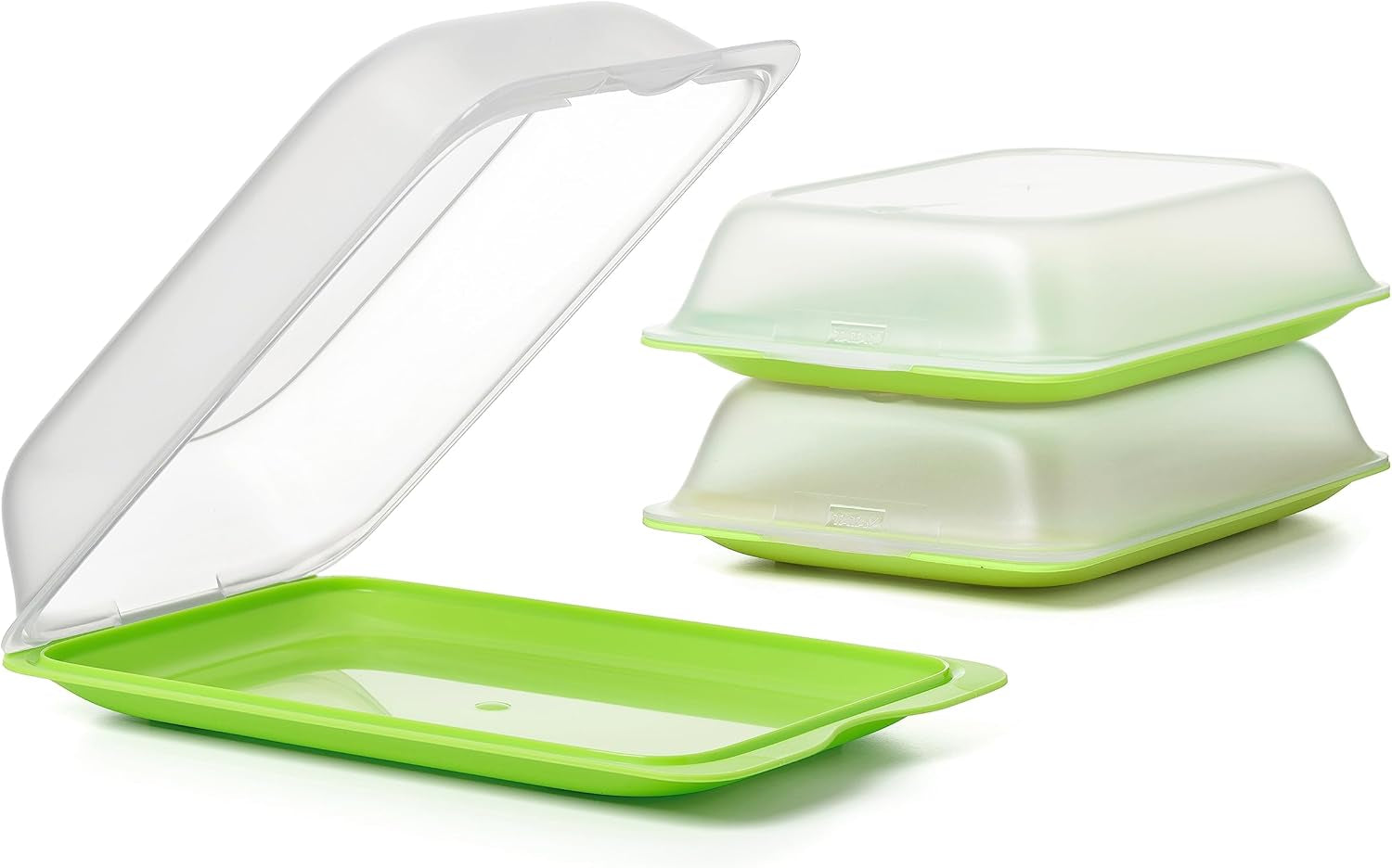 TATAY Fresh Slicer Box 4er-Set, BPA-frei, wiederverwendbar, stapelbar, spülmaschinenfest und MWO, zufällige Farben. Maße: 17 cm x 3,2 cm x 25,2 cm. Frischhaltedosen Naty Shop Behälter für Würstchen – 3er-Set – Maxi