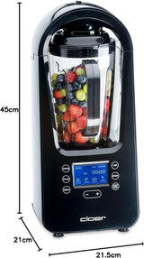 Cloer 6980 Vakuum Standmixer / 800 Watt / 21.000 U/Min. / inkl. Vorratsbehälter/Vakuumventil/Automatikprogramme/Eis-Crush-Funktion/Reinigungsfunktion/Schwarz, 1500 Milliliter Kitchen Naty Shop