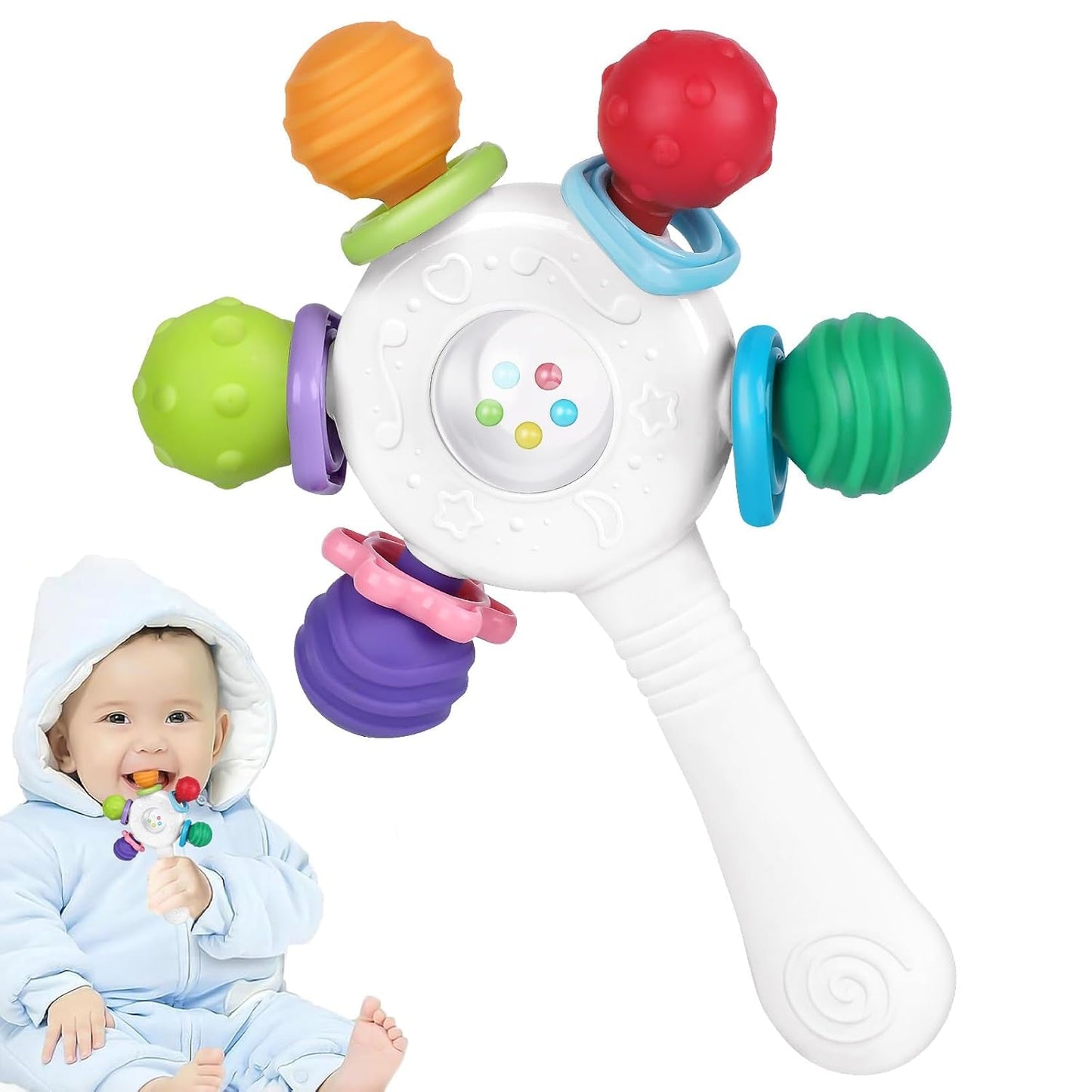 Baby-Beißringe in Lebensmittelqualität – BPA-frei, erstickungssicheres Design, verstärkter Griff, geeignet für Hör- und Zahnentwicklung, ideal für Babys von 0–36 Monaten (weiß)