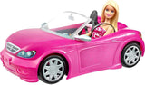 Barbie-Puppe und rosa glitzerndes Cabriolet, realistische Reifen, Logo, Spielzeug für Kinder ab 3 Jahren, DJR55