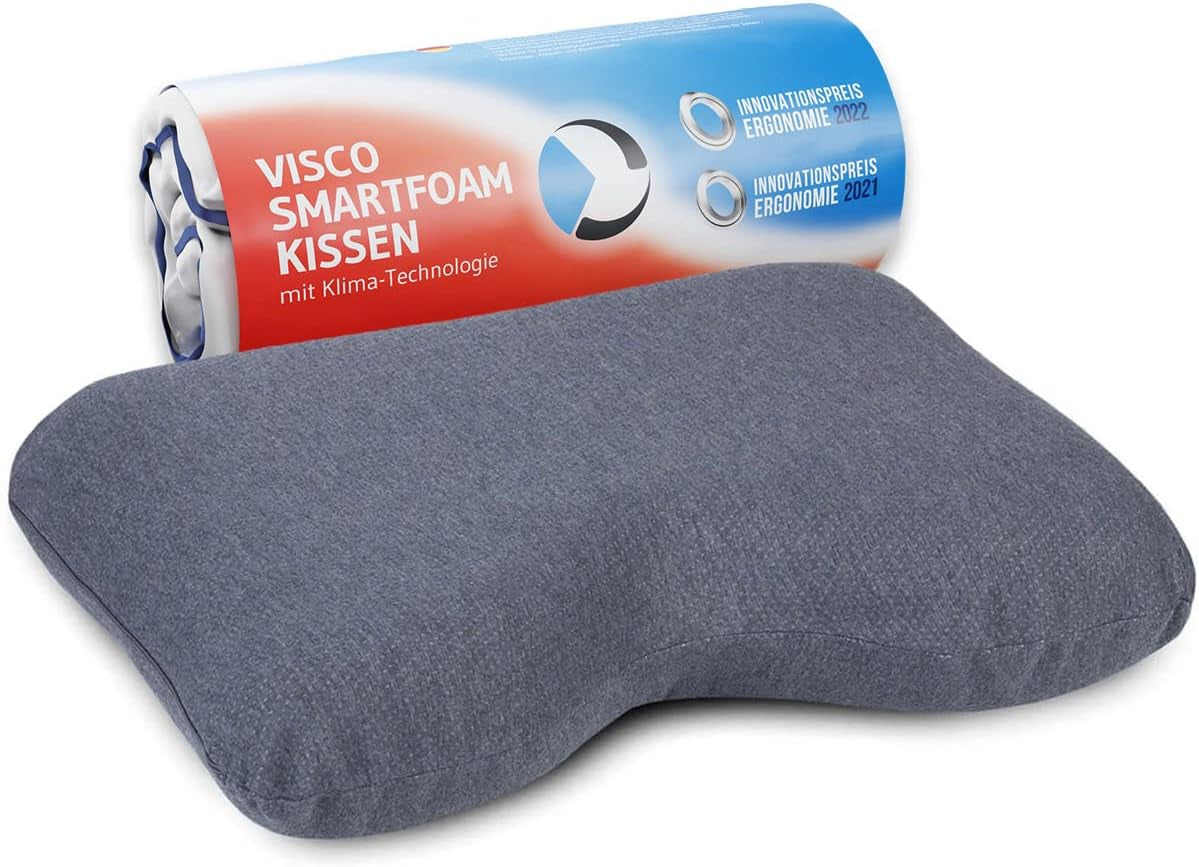 Kissen für Seitenschläfer GIANFAR | Orthopädisches Nackenstützkissen | Ultrafrischer Memory-Schaum gegen Halsschmerzen und Migräne | Thermoregulierender Bezug | Kissen für Seitenschläfer mit Halswirbelsäule 55x40x12/10 cm Orthopädische Halswirbelsäulenkissen Naty Shop Anthrazit Thermic Quickdry Bezug
