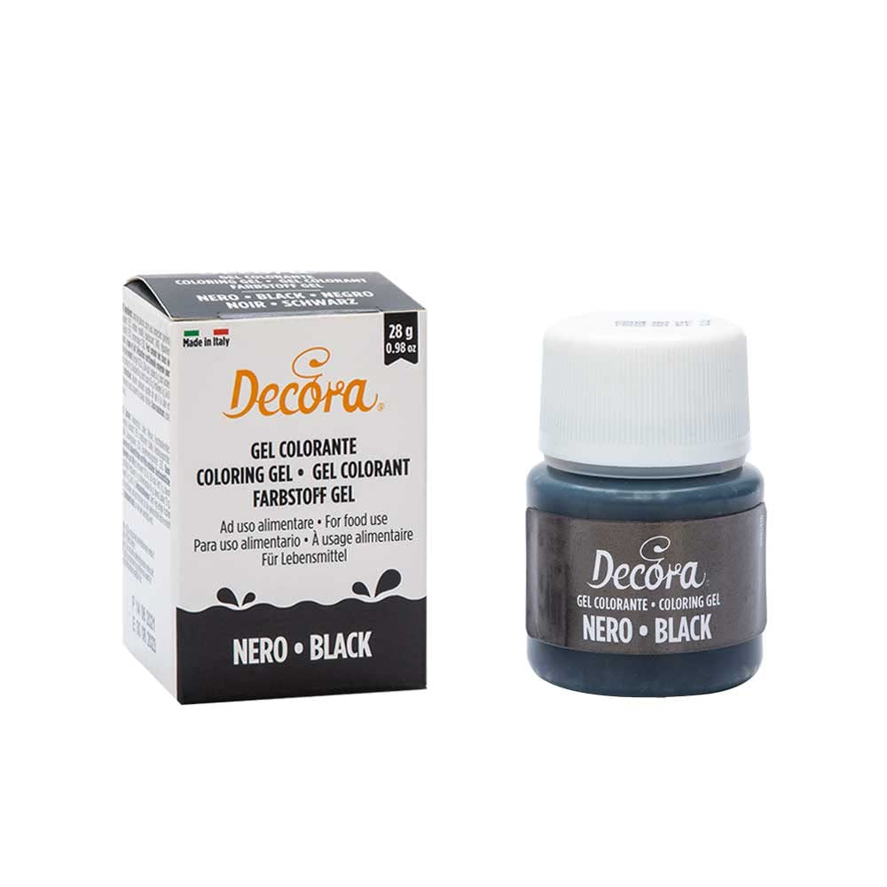, 9600820 Gel-Lebensmittelfarbe, Gel-Lebensmittelfarbe, ideal für Beschichtungen und Dekorationen, Erzeugt intensive und leuchtende Farben, Hergestellt in Italien, 28 Gramm, schwarze Farbe.