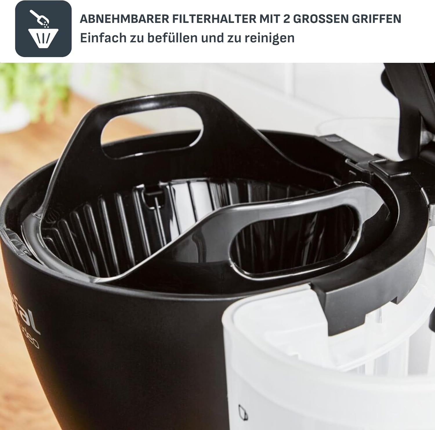 Tefal Includeo Filter-Espressomaschine, Espressomaschine extrem einfach zu bedienen, für Rechts- und Linkshänder geeignet, automatische Deckelöffnung, 1,25 l, 10 bis 15 Tassen, CM533811