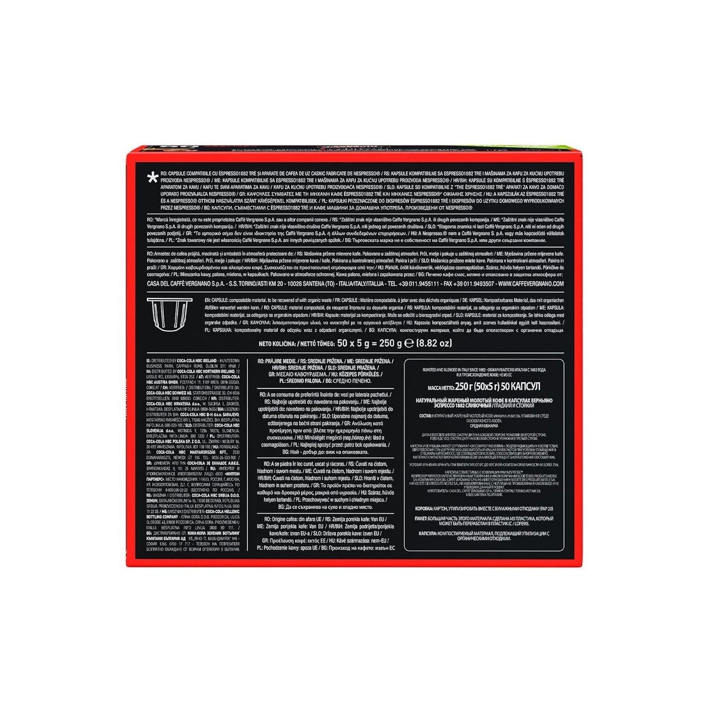 Caffè Vergnano 1882 – Èspresso kompostierbare Kaffeekapseln, kompatibel mit Nespresso, Cremoso (cremig) – Packung enthält 50 Kapseln