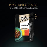 Nassfutter für Katzen Sheba Selection im Portionsbeutel mit Huhn und Rindfleisch in Sauce 28x85g
