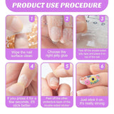 240 Stück Nagelklebepads, Klebefolie für künstliche Nägel, 10 Blatt transparente, atmungsaktive, superklebrige doppelseitige Aufkleber (Gel-Gelee) für Maniküre und künstliche Nägel, inklusive Maniküre-Set