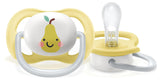 Philips AVENT Ultra-Luftschnuller – 2er-Pack, BPA-frei, atmungsaktiv, für Babys 0–6 Monate, inklusive Tragetasche und Sterilisation, Apfel/Birne (Modell SCF080/17)